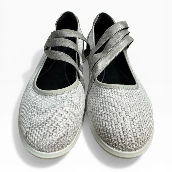 Aravon Power Comfort Mary Jane Knit Shoes Gray Silver Size US 8.5 UK 6 Comfort - Picture 2 of 8